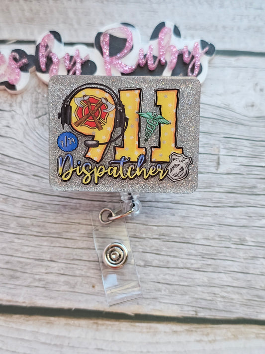 911 dispatch badge reel/dispatcher badge reel